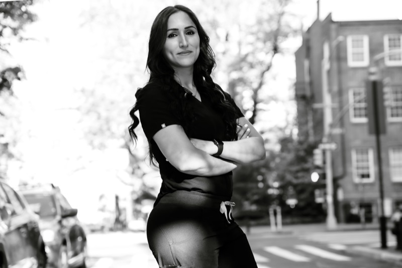 Rafya, Kinetic's founder and practitioner, in a black-and-white street portrait